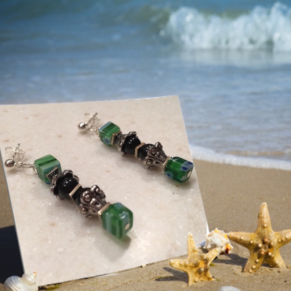 Lampwork Dangle Earrings with Post - Picture 7 of 10